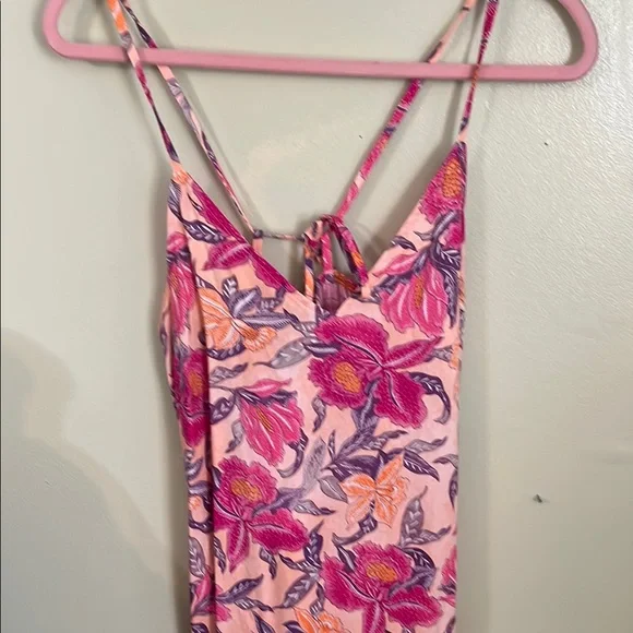 Old Navy sleeveless v- neckline tie back peach Floral Maxi Dress size small